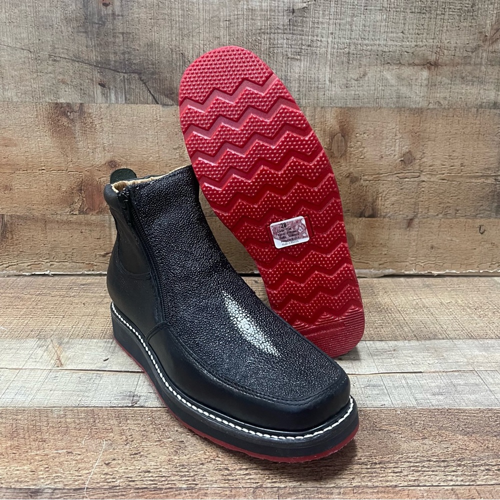 Men's Half boot RED SOLE Stingray Print Leather. Botín mantarraya suela roja